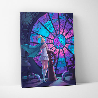 Vaporwave Neon Portal Canvas - Vaporwave Pink Blue Purple Modern Wall Art For Home Dreamy Mood Vaporwave Art Print Retro Futurism Canvas