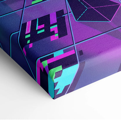 Vaporwave Neon Dream Canvas - Vaporwave City Neon Pink Bedroom Futurism Dreamy Mood Canvas
