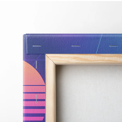 Vaporwave Skull Samurai Canvas - Samurai Skull Neon Pink Teal Living Room Vaporwave Dreamy Neon Mood Canvas