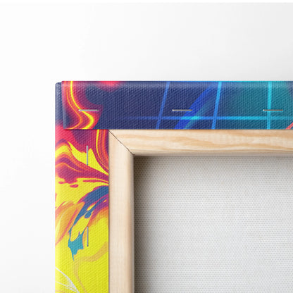 Vaporwave Neon Warrior Canvas - Ninja Warrior Wall Art Neon Pink Blue Living Room Vaporwave Cyberpunk Mood On Canvas