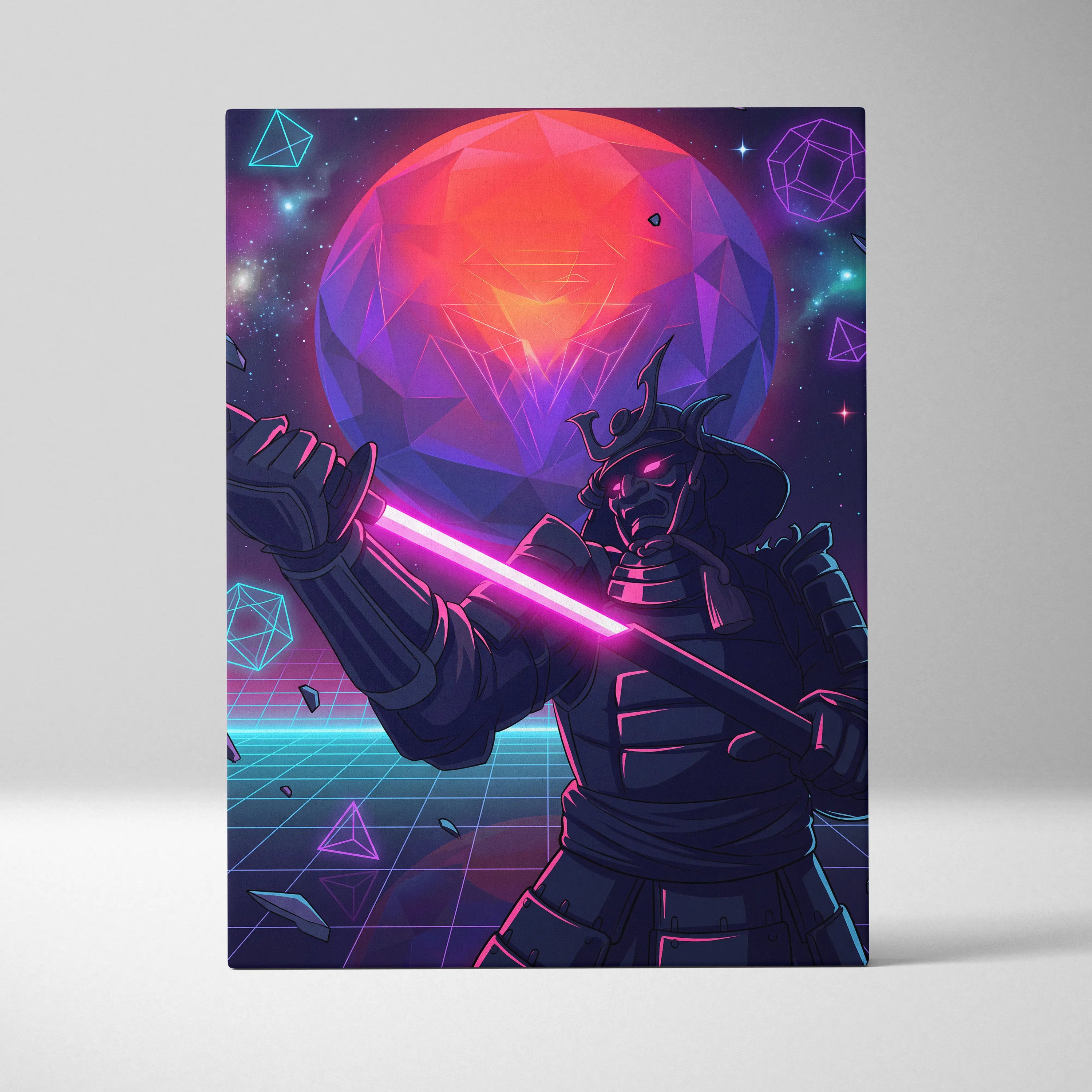 Vaporwave Galaxy Neon Canvas - Vaporwave Scene Neon Pink Purple Blue Living Room Retro Futurism Dreamy Neon Mood