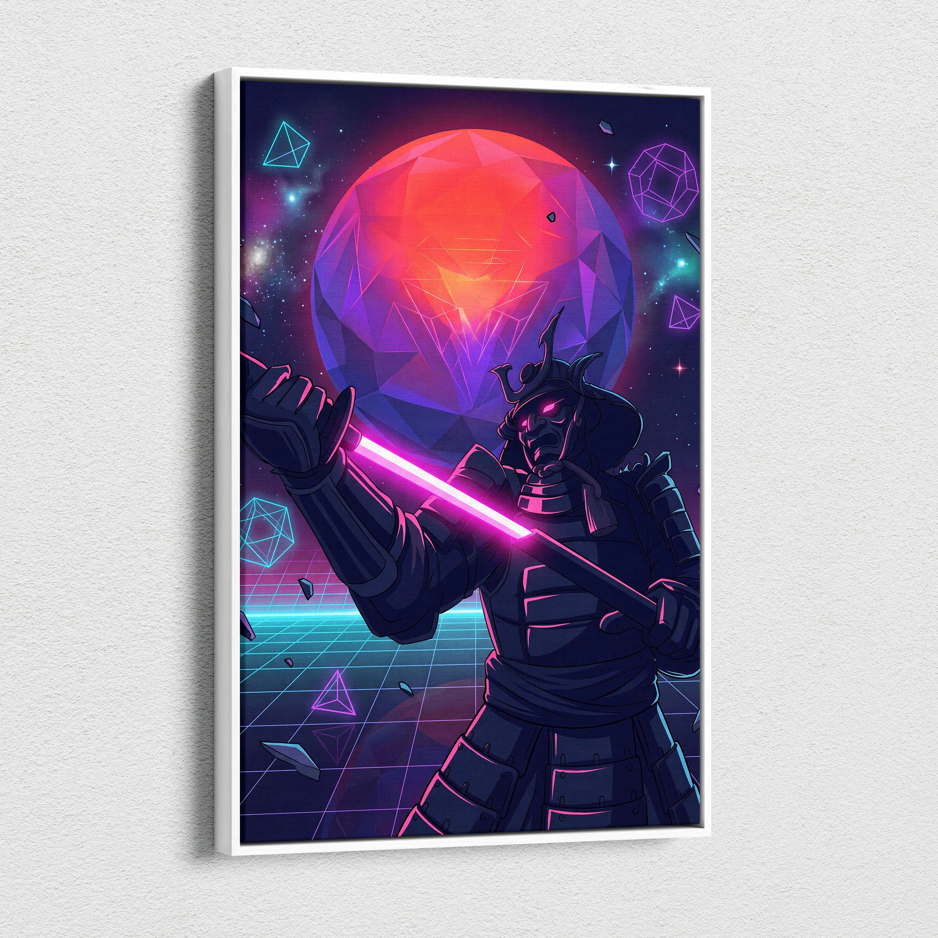 Vaporwave Galaxy Neon Canvas - Vaporwave Scene Neon Pink Purple Blue Living Room Retro Futurism Dreamy Neon Mood