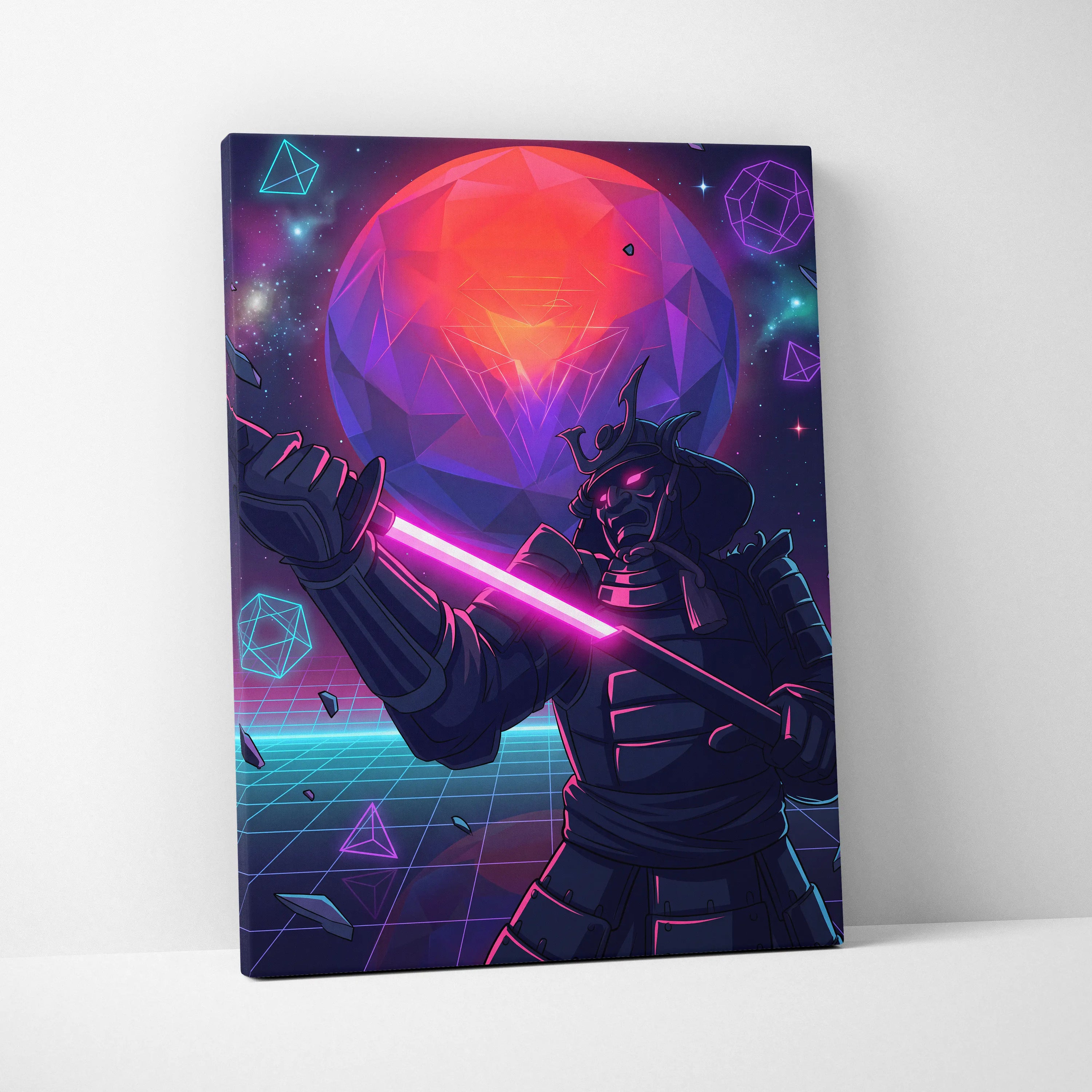 Vaporwave Galaxy Neon Canvas - Vaporwave Scene Neon Pink Purple Blue Living Room Retro Futurism Dreamy Neon Mood