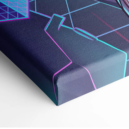 Vaporwave Neon Canvas Fantasy - Vaporwave Neon Colors Living Room Wall Art Retro Futurism Moody Atmosphere Canvas Print
