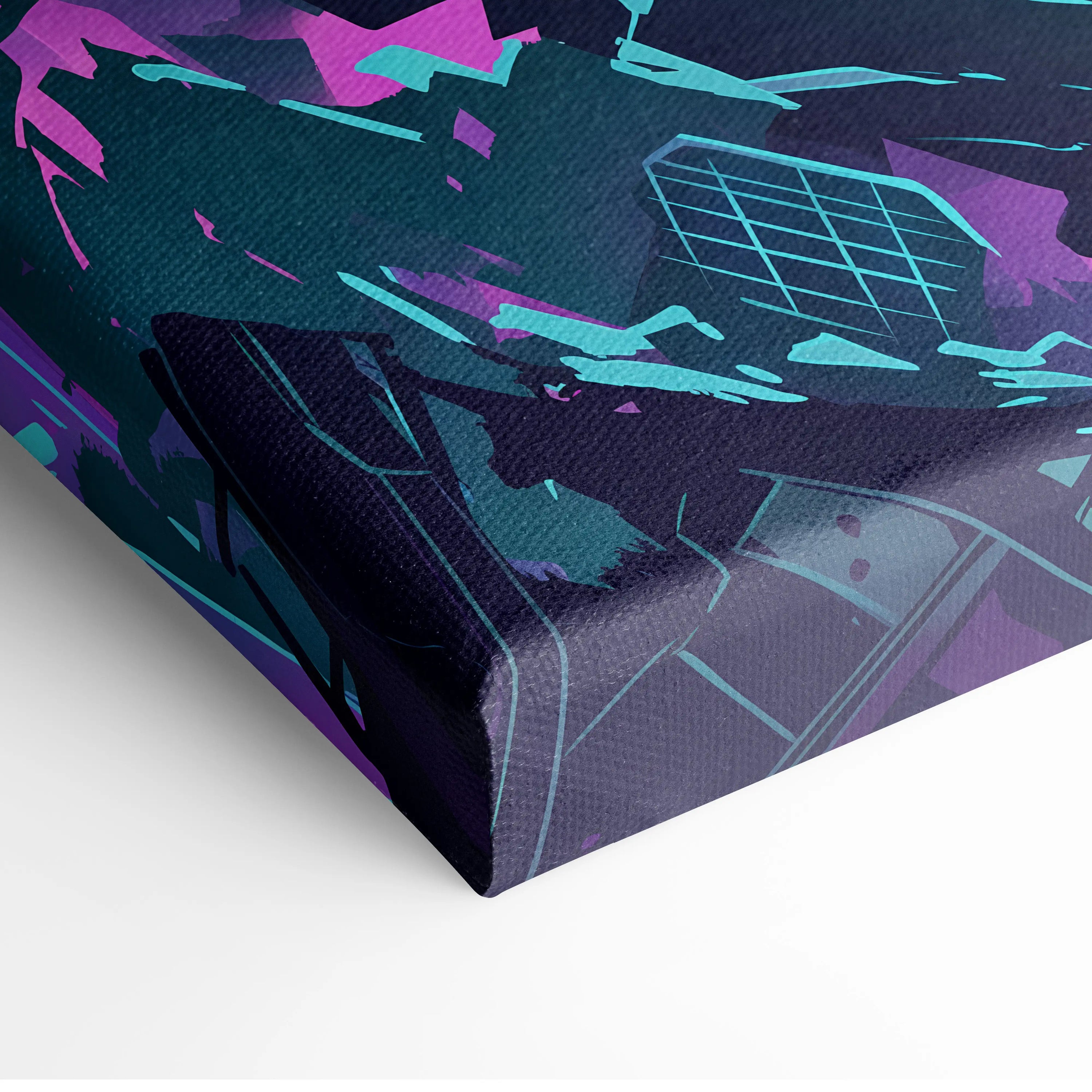Vaporwave Fantasy Neon Canvas - Vaporwave Neon Pink Teal Room Retro Dreamy Neon Mood Vaporwave Modern Decor Canvas