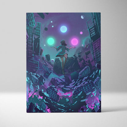 Vaporwave Fantasy Neon Canvas - Vaporwave Neon Pink Teal Room Retro Dreamy Neon Mood Vaporwave Modern Decor Canvas