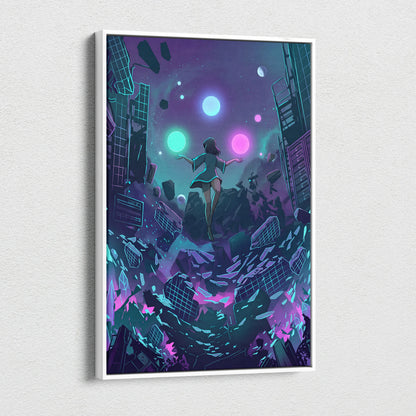 Vaporwave Fantasy Neon Canvas - Vaporwave Neon Pink Teal Room Retro Dreamy Neon Mood Vaporwave Modern Decor Canvas