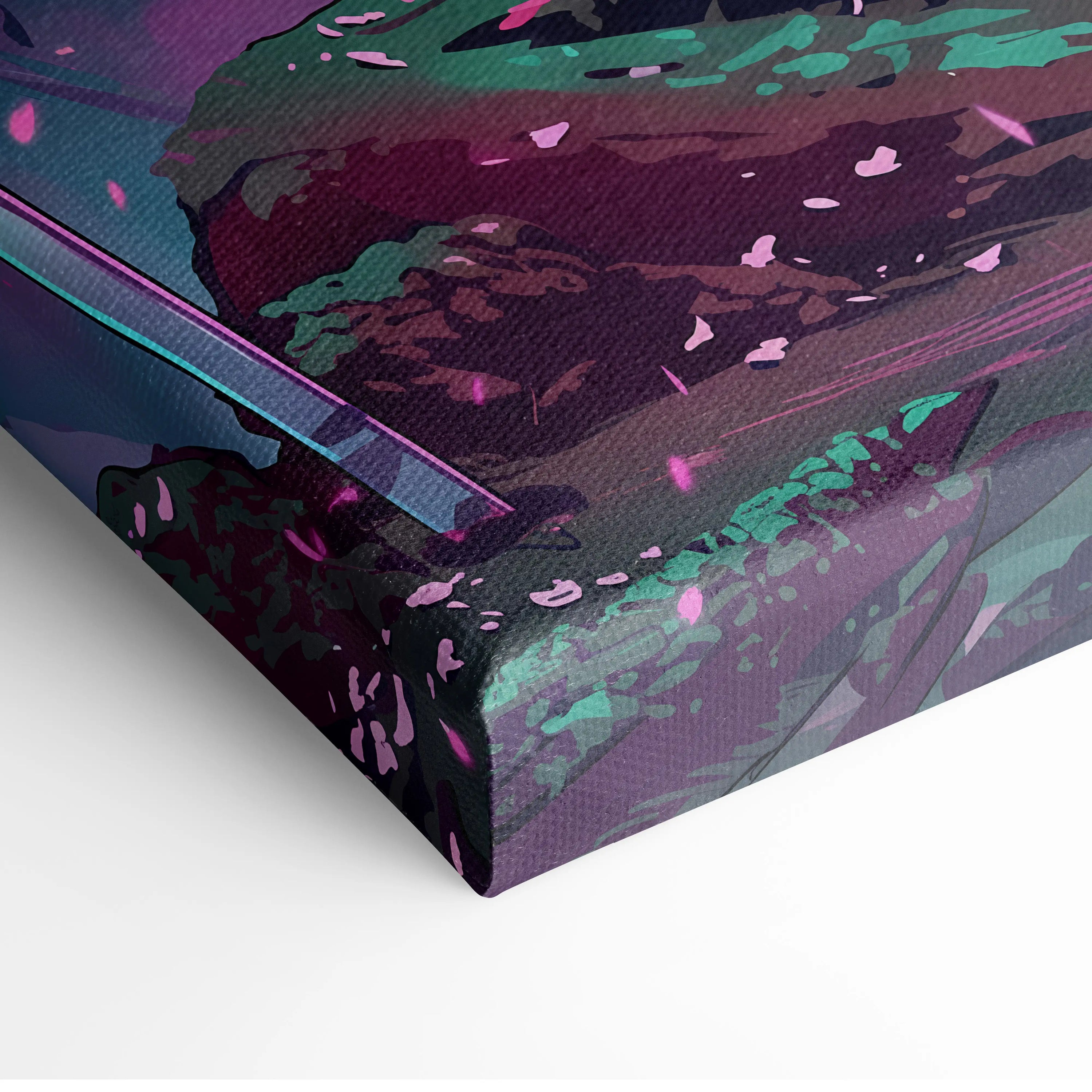 Vaporwave Fantasy Neon Canvas - Vaporwave Scene Purple Neon Living Room Dreamy Retro Futurism Wall Art Canvas