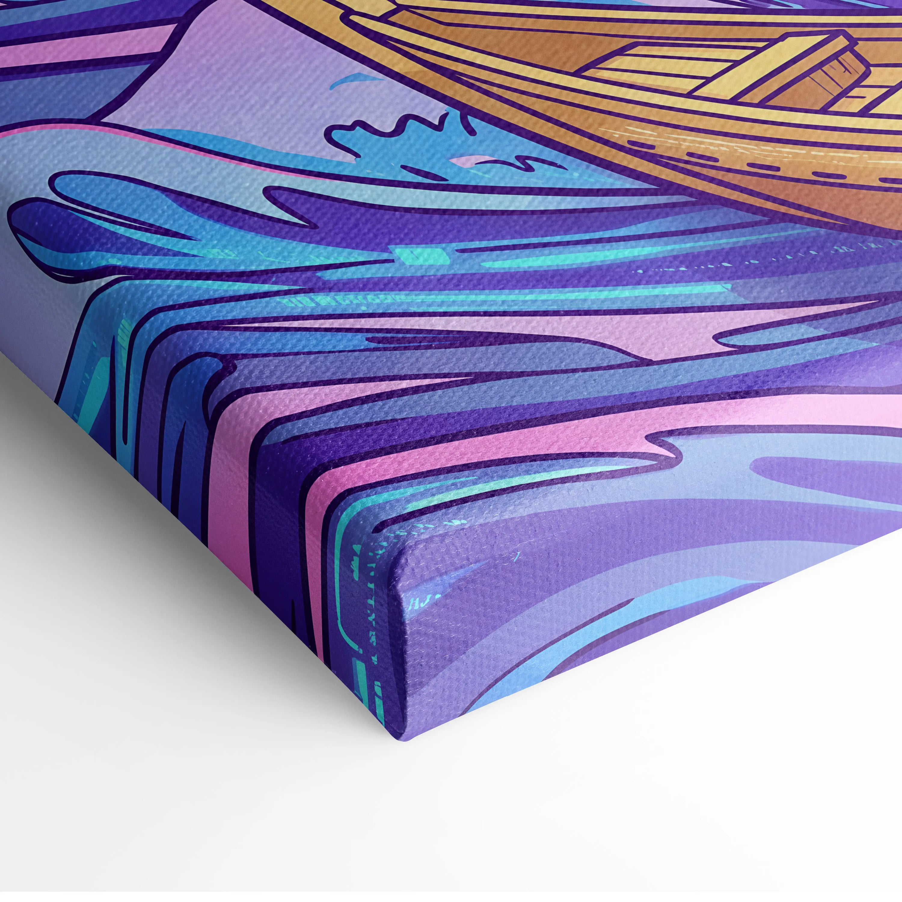 Neon Fuji Vaporwave Canvas - Japanese Landscape Neon Pink Purple Living Room Vaporwave Dreamy Mood Wall Art Canvas