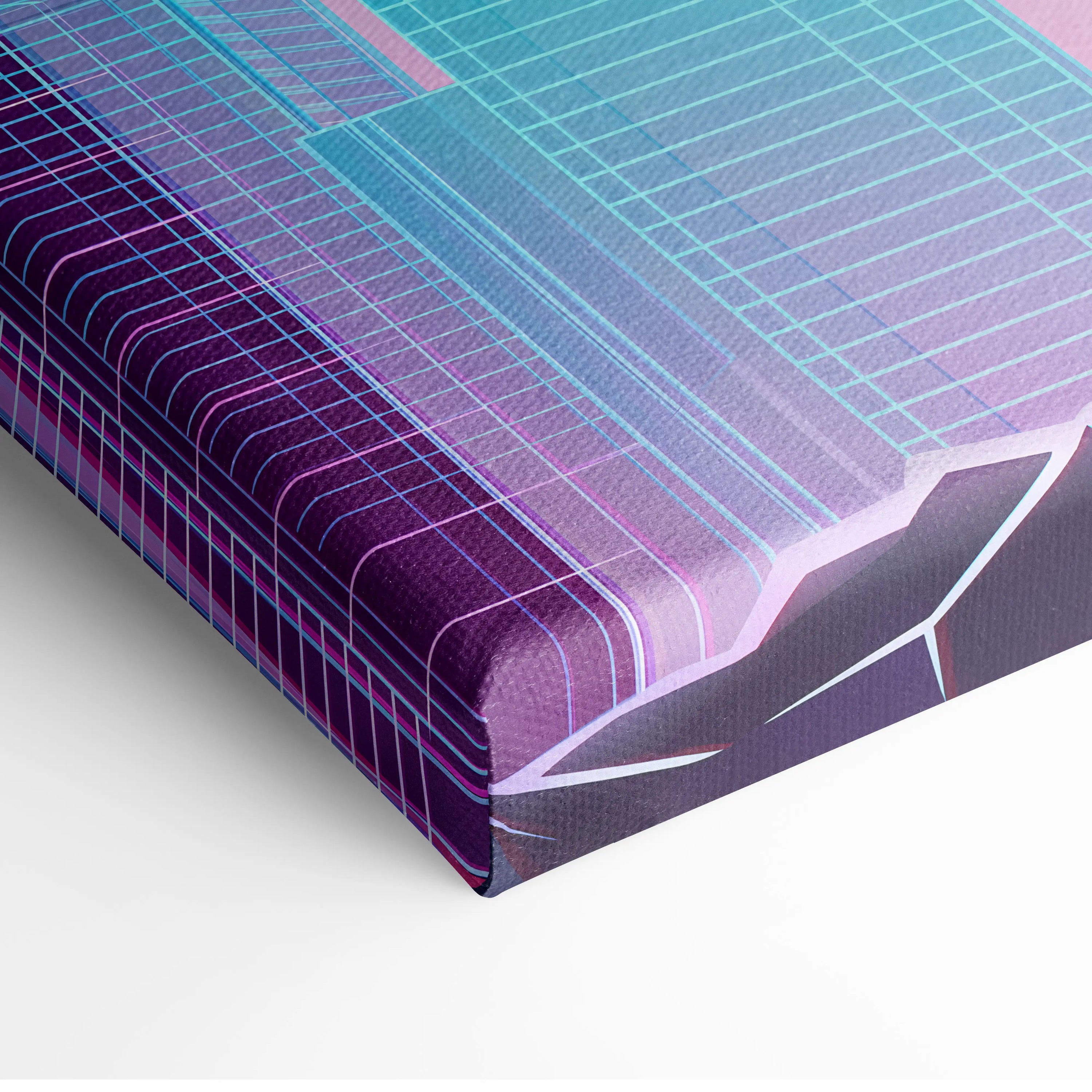 Vaporwave Japan Neon Sunset - Japan Landscape Neon Pink Purple Cyan Living Room Vaporwave Dreamy Nostalgic Modern Canvas