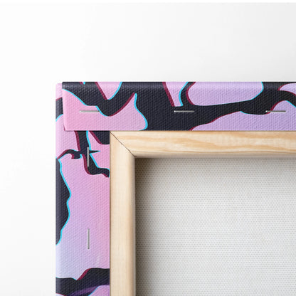 Vaporwave Japan Neon Sunset - Japan Landscape Neon Pink Purple Cyan Living Room Vaporwave Dreamy Nostalgic Modern Canvas