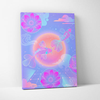 Neon Sakura Vaporwave Canvas - Japan Neon Pastel Living Room Vaporwave Dreamy Mood Retro Futurism Japanese Wall Art