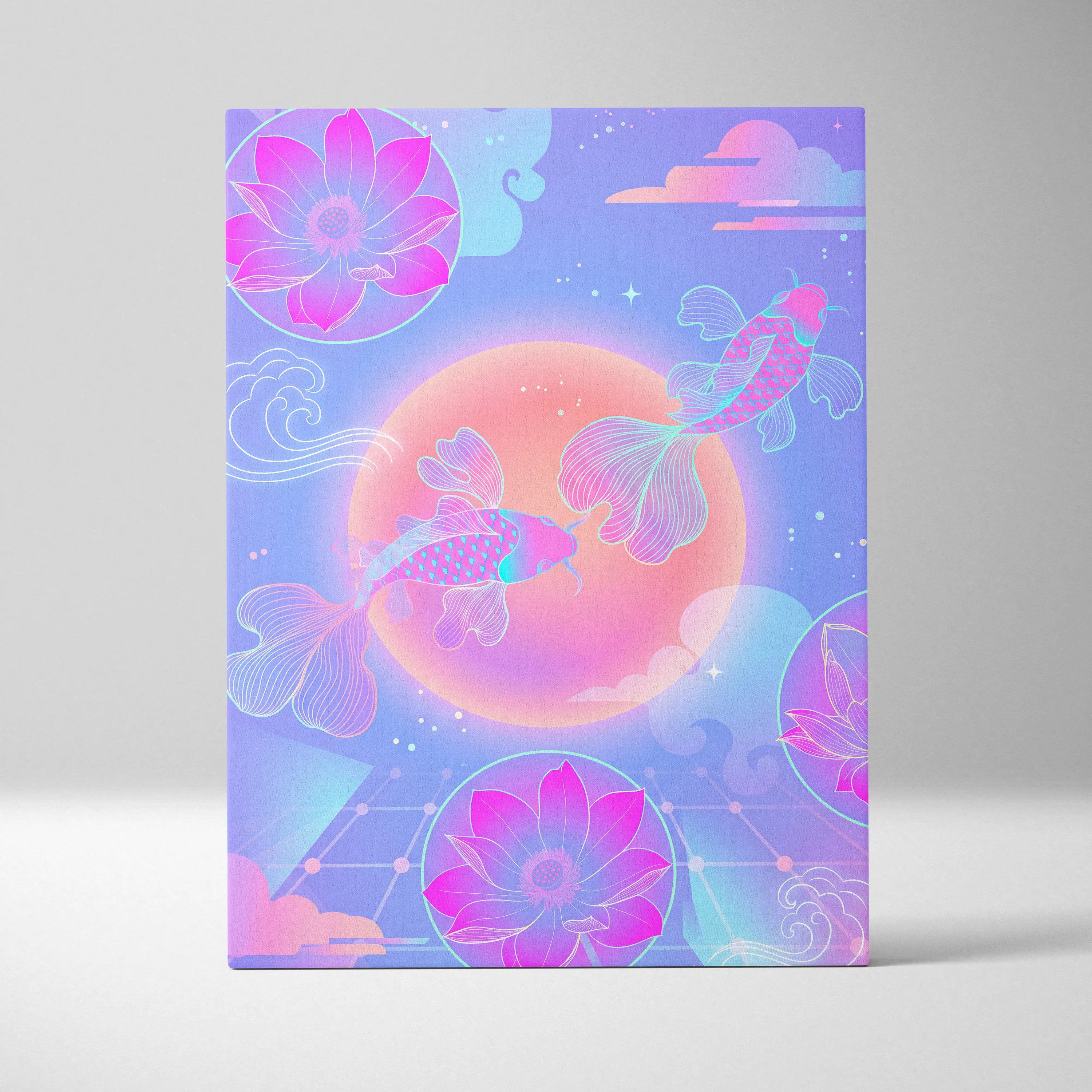 Neon Sakura Vaporwave Canvas - Japan Neon Pastel Living Room Vaporwave Dreamy Mood Retro Futurism Japanese Wall Art