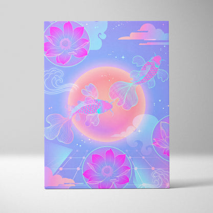 Neon Sakura Vaporwave Canvas - Japan Neon Pastel Living Room Vaporwave Dreamy Mood Retro Futurism Japanese Wall Art