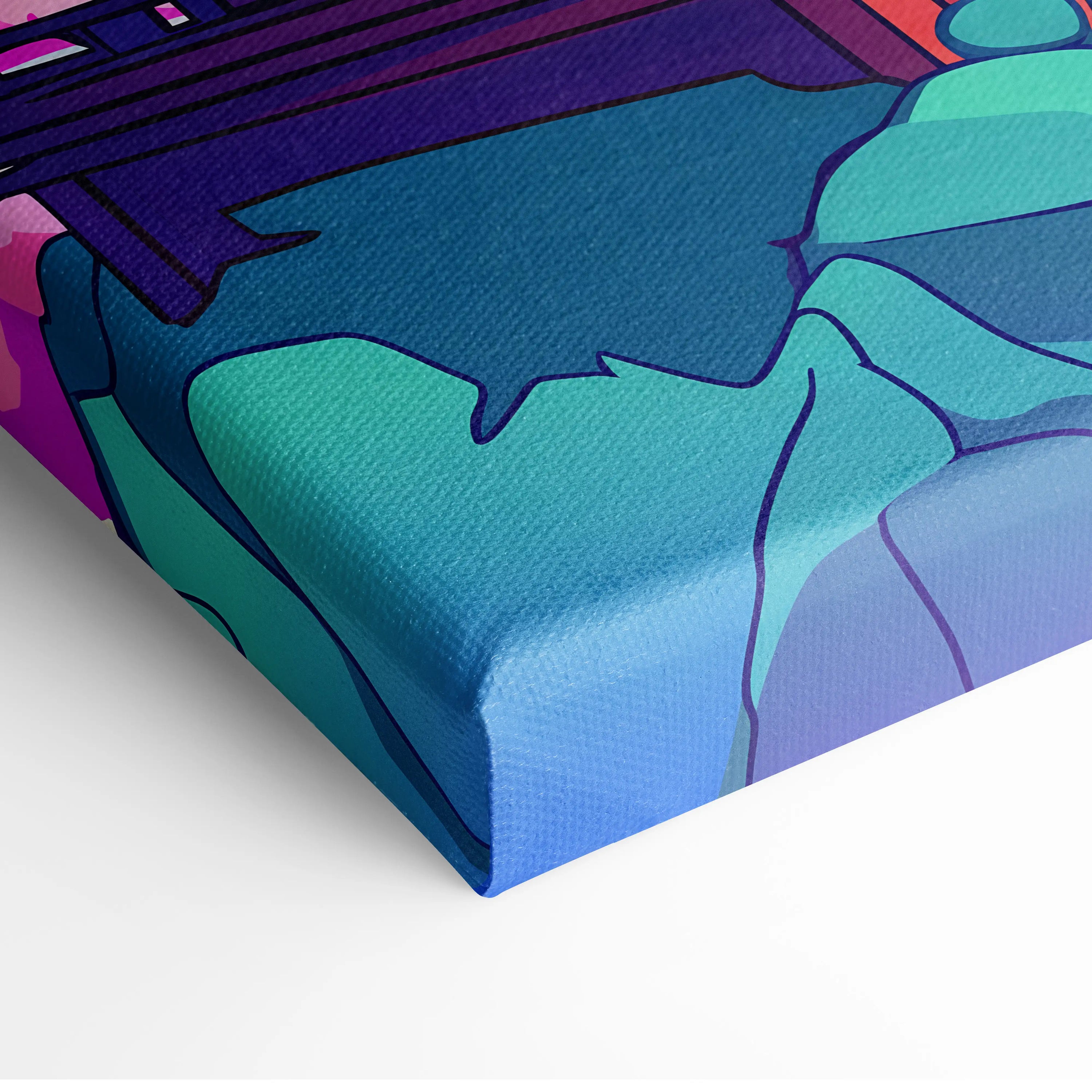 Vaporwave Japan Mount Fuji Canvas - Fuji Landscape Pastel Neon Living Room Vaporwave Dreamy Mood Retro Futurism Canvas