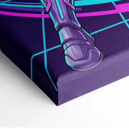 Vaporwave Neon Dragon Canvas - Vaporwave Dragon Neon Blues Pink Teal Bedroom Mystic Mood Neon Retro Gallery Canvas