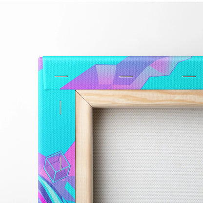 Vaporwave Neon Dragon Canvas - Vaporwave Dragon Neon Blues Pink Teal Bedroom Mystic Mood Neon Retro Gallery Canvas