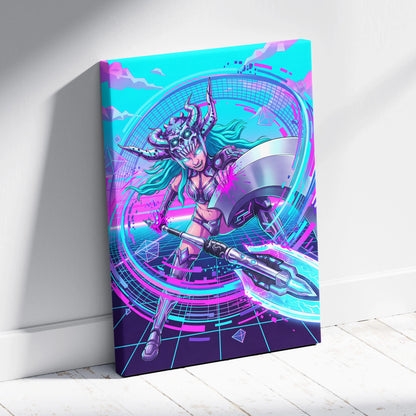 Vaporwave Neon Dragon Canvas - Vaporwave Dragon Neon Blues Pink Teal Bedroom Mystic Mood Neon Retro Gallery Canvas