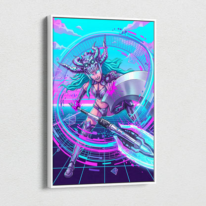Vaporwave Neon Dragon Canvas - Vaporwave Dragon Neon Blues Pink Teal Bedroom Mystic Mood Neon Retro Gallery Canvas