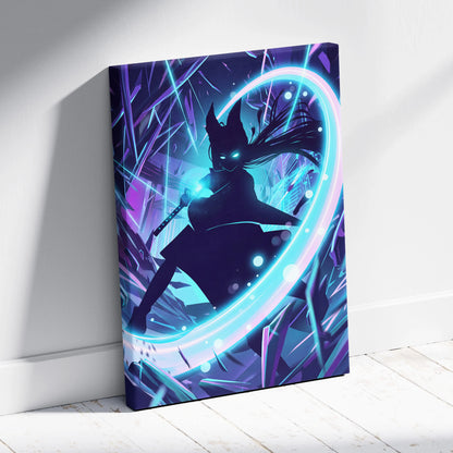 Vaporwave Neon Spirit Canvas - Vaporwave Spirit Neon Blues Pink Living Room Retro Futurism Moody Neon Aesthetic Canvas