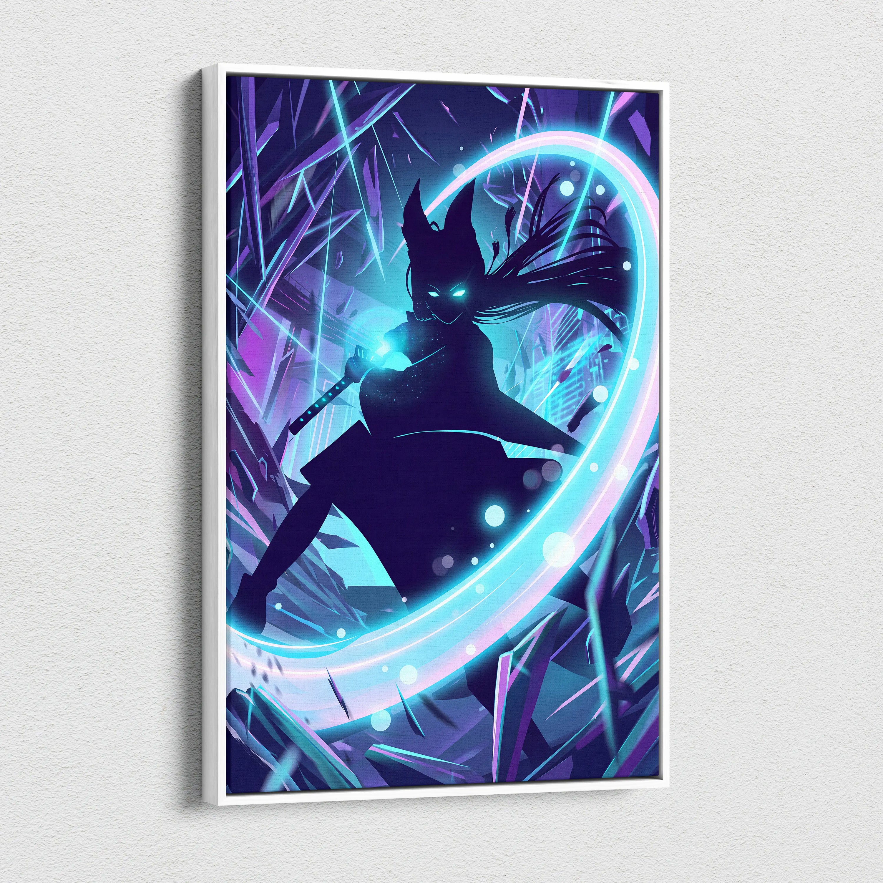 Vaporwave Neon Spirit Canvas - Vaporwave Spirit Neon Blues Pink Living Room Retro Futurism Moody Neon Aesthetic Canvas