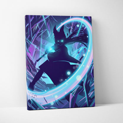 Vaporwave Neon Spirit Canvas - Vaporwave Spirit Neon Blues Pink Living Room Retro Futurism Moody Neon Aesthetic Canvas