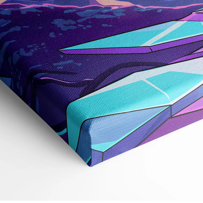 Vaporwave Dreamscape Canvas Art - Vaporwave Dreamscape Neon Purple Pink Blue Cyberpunk Dreamy Vaporwave Geometry Canvas