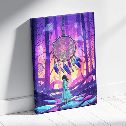 Vaporwave Dreamscape Canvas Art - Vaporwave Dreamscape Neon Purple Pink Blue Cyberpunk Dreamy Vaporwave Geometry Canvas