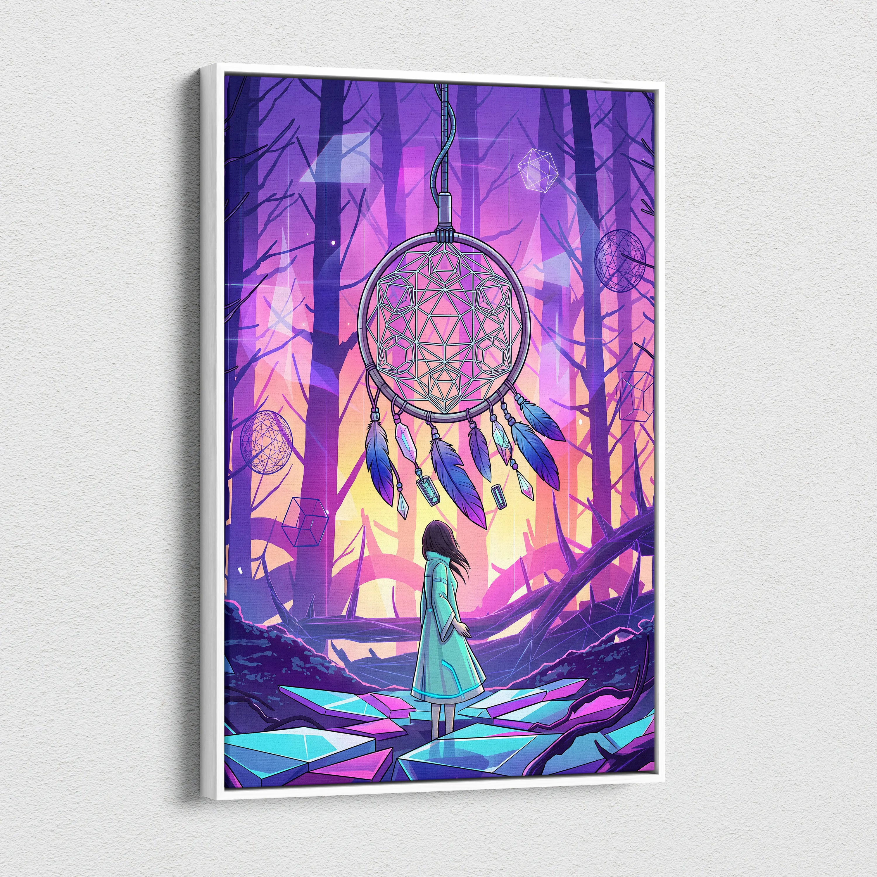 Vaporwave Dreamscape Canvas Art - Vaporwave Dreamscape Neon Purple Pink Blue Cyberpunk Dreamy Vaporwave Geometry Canvas