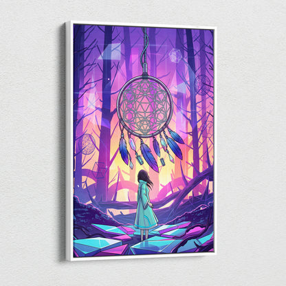 Vaporwave Dreamscape Canvas Art - Vaporwave Dreamscape Neon Purple Pink Blue Cyberpunk Dreamy Vaporwave Geometry Canvas