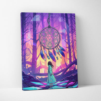 Vaporwave Dreamscape Canvas Art - Vaporwave Dreamscape Neon Purple Pink Blue Cyberpunk Dreamy Vaporwave Geometry Canvas