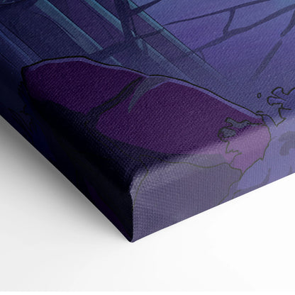Vaporwave Neon Oracle Canvas - Hooded Figure Neon Purple Blue Vaporwave Living Mystical Mood Neon Decor Canvas