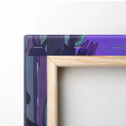 Vaporwave Neon Oracle Canvas - Hooded Figure Neon Purple Blue Vaporwave Living Mystical Mood Neon Decor Canvas
