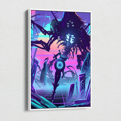 Vaporwave Dreamscape Canvas Art - Vaporwave Fantasy Scene Neon Purple Pink Blue Living Room Decor Digital Art Dreamy Nostalgia Retro Futurism Canvas Print