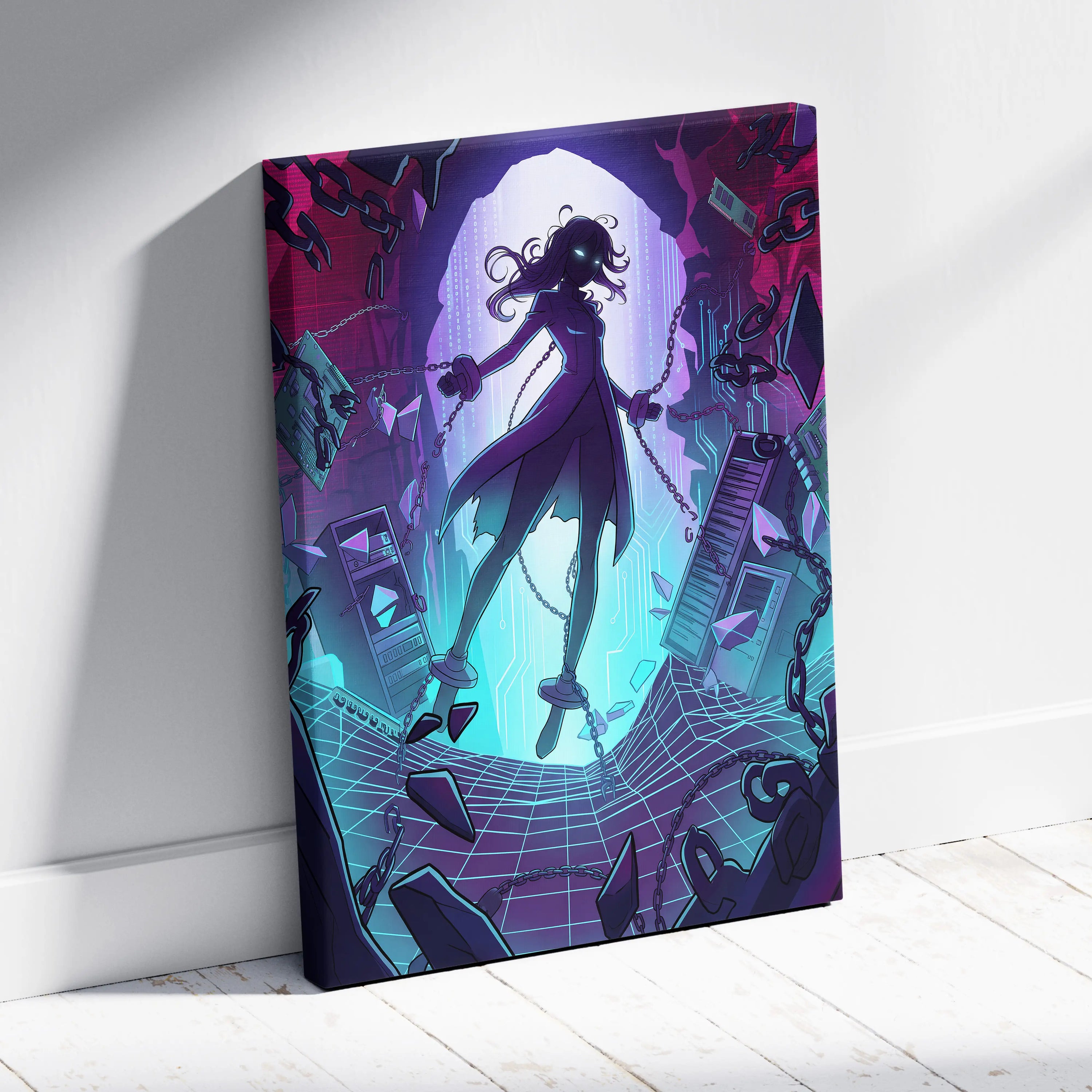 Vaporwave Vaporfantasy Neon Canvas - Vaporwave Character Neon Palette Living Room Decor Dreamy Mood Vaporwave Wall Art