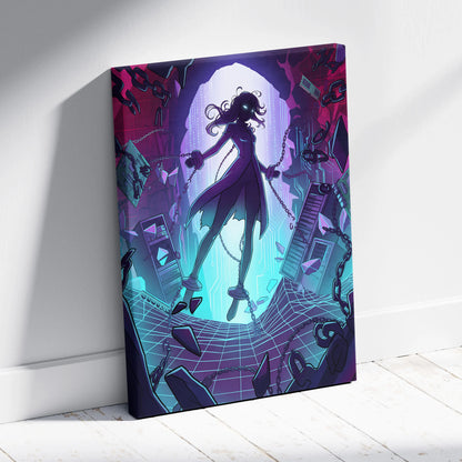 Vaporwave Vaporfantasy Neon Canvas - Vaporwave Character Neon Palette Living Room Decor Dreamy Mood Vaporwave Wall Art