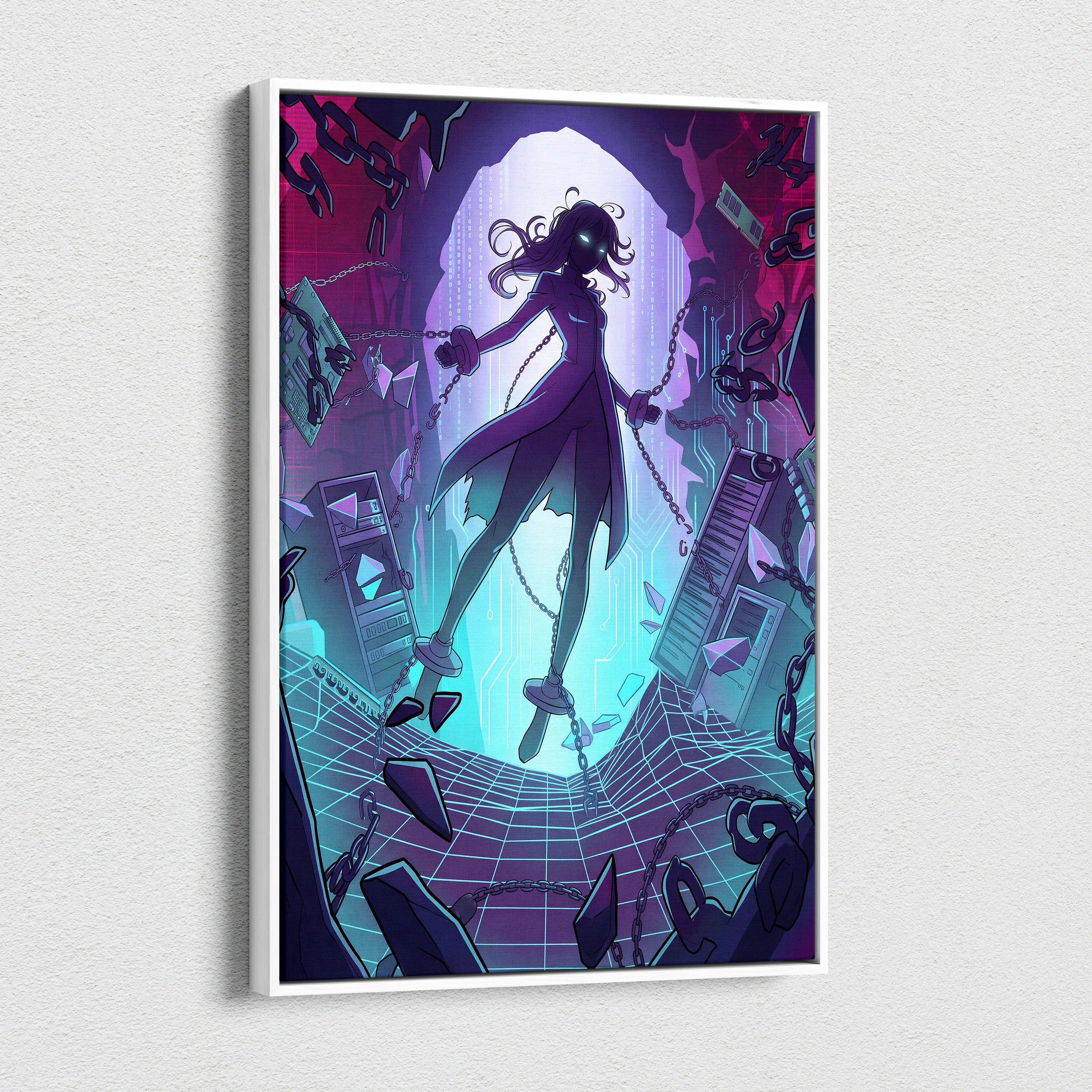 Vaporwave Vaporfantasy Neon Canvas - Vaporwave Character Neon Palette Living Room Decor Dreamy Mood Vaporwave Wall Art
