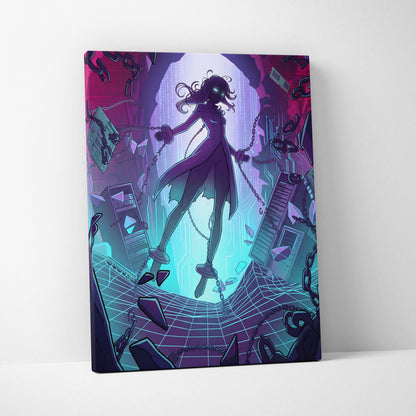 Vaporwave Vaporfantasy Neon Canvas - Vaporwave Character Neon Palette Living Room Decor Dreamy Mood Vaporwave Wall Art