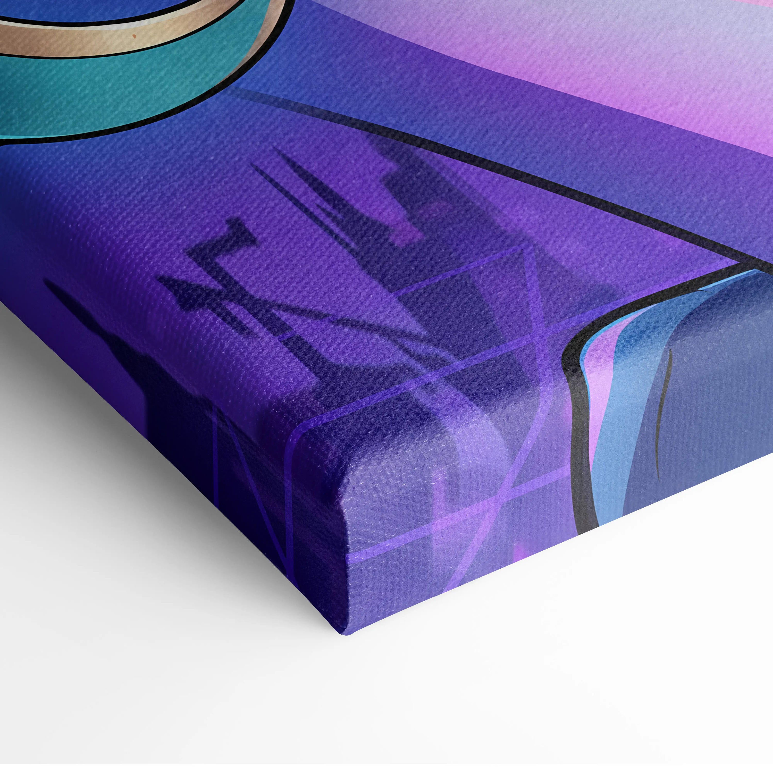 Vaporwave Neon Dream Canvas - Vaporwave Character Neon Blues Purples Living Room Wall Art Canvas Moody Mystic Modern