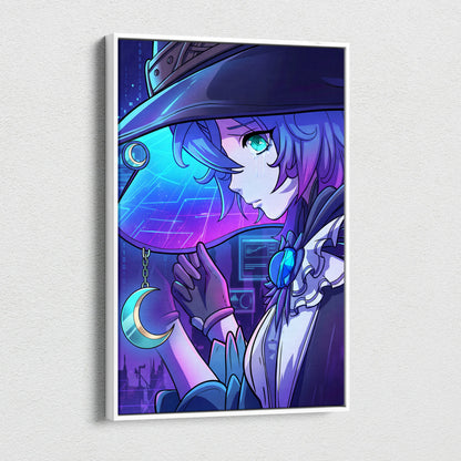 Vaporwave Neon Dream Canvas - Vaporwave Character Neon Blues Purples Living Room Wall Art Canvas Moody Mystic Modern