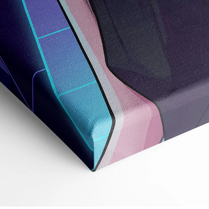Vaporwave Portrait Neon City Canvas - Neon Pink Purple Cyan Style Synthwave Canvas Print