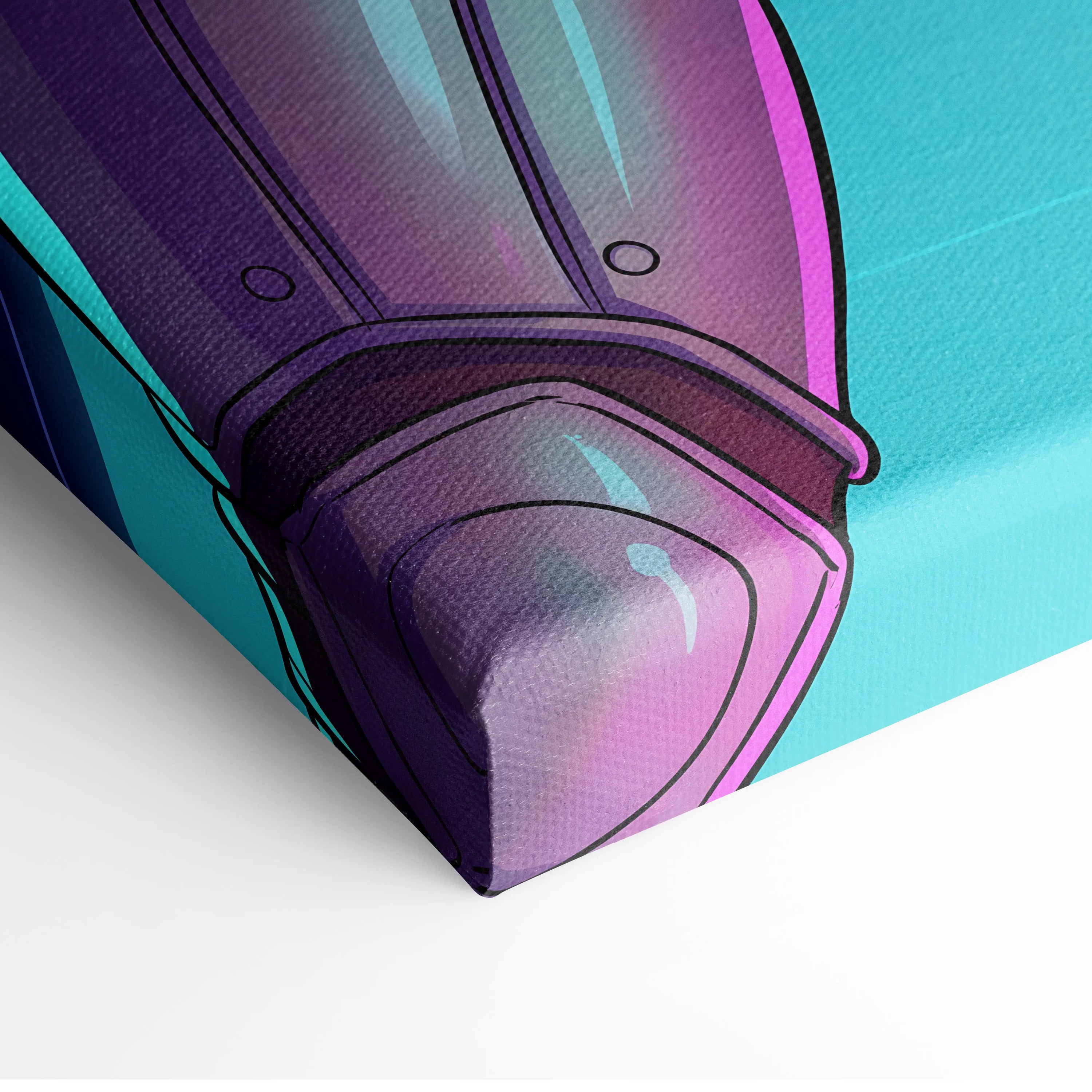 Vaporwave Neon Warrior Canvas - Vaporwave Warrior Neon Pink Purple Gallery Wall Style Energetic Mood Retro Decor Canvas