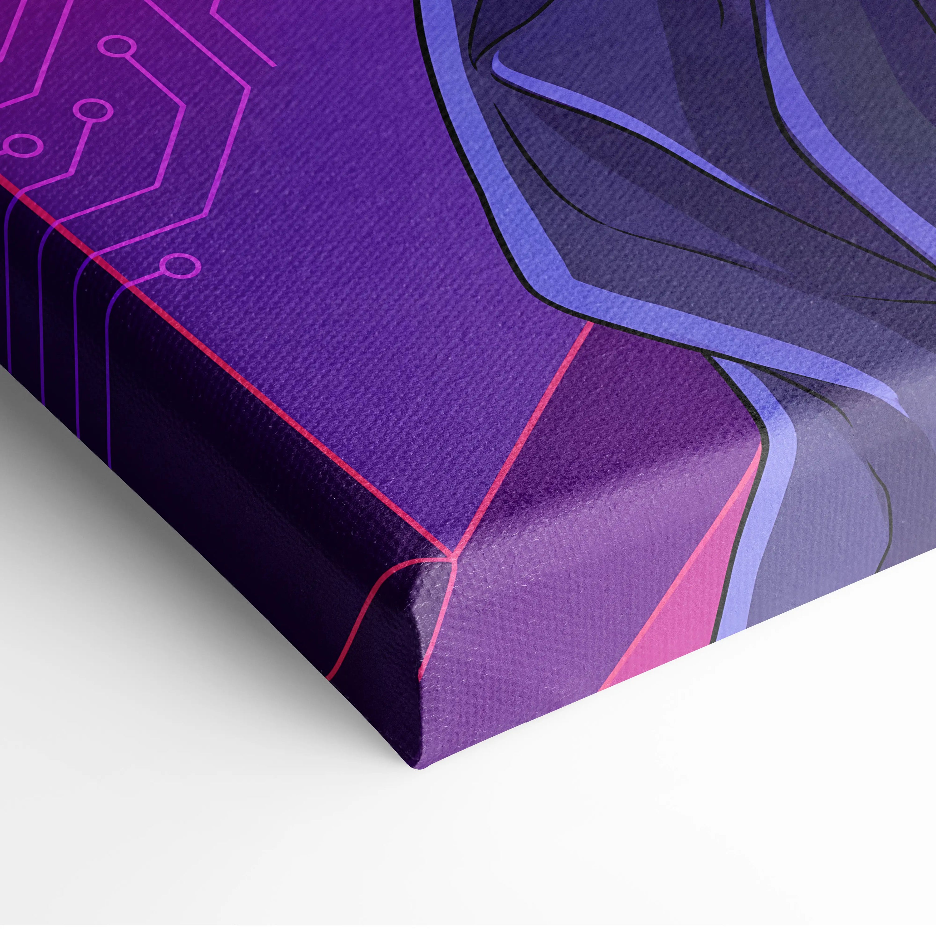 Vaporwave Neon Warrior Canvas - Vaporwave Warrior Neon Pink Canvas Living Room Decor Cyberpunk Moody Futurism Wall Art