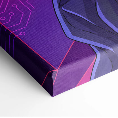 Vaporwave Neon Warrior Canvas - Vaporwave Warrior Neon Pink Canvas Living Room Decor Cyberpunk Moody Futurism Wall Art