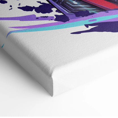 Neon Katana Geisha Vaporwave Canvas - Geisha Figure Neon Purple Blue Vaporwave Mood Mystical Decor Canvas Print