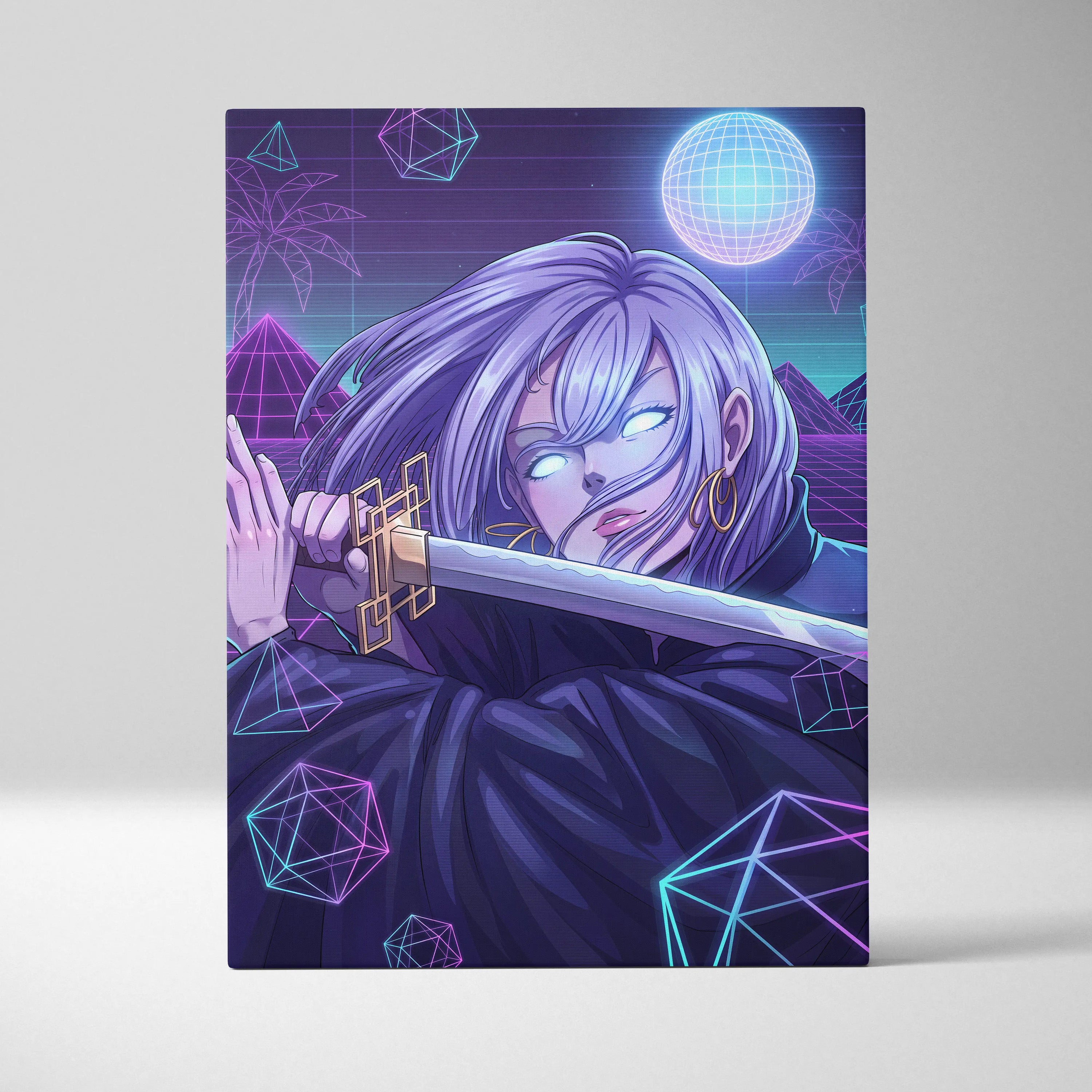 Vaporwave Neon Dream Canvas - Vaporwave Portrait Pink Living Room Retro-Futuristic Dreamy Mood Neon Decor Canvas Print