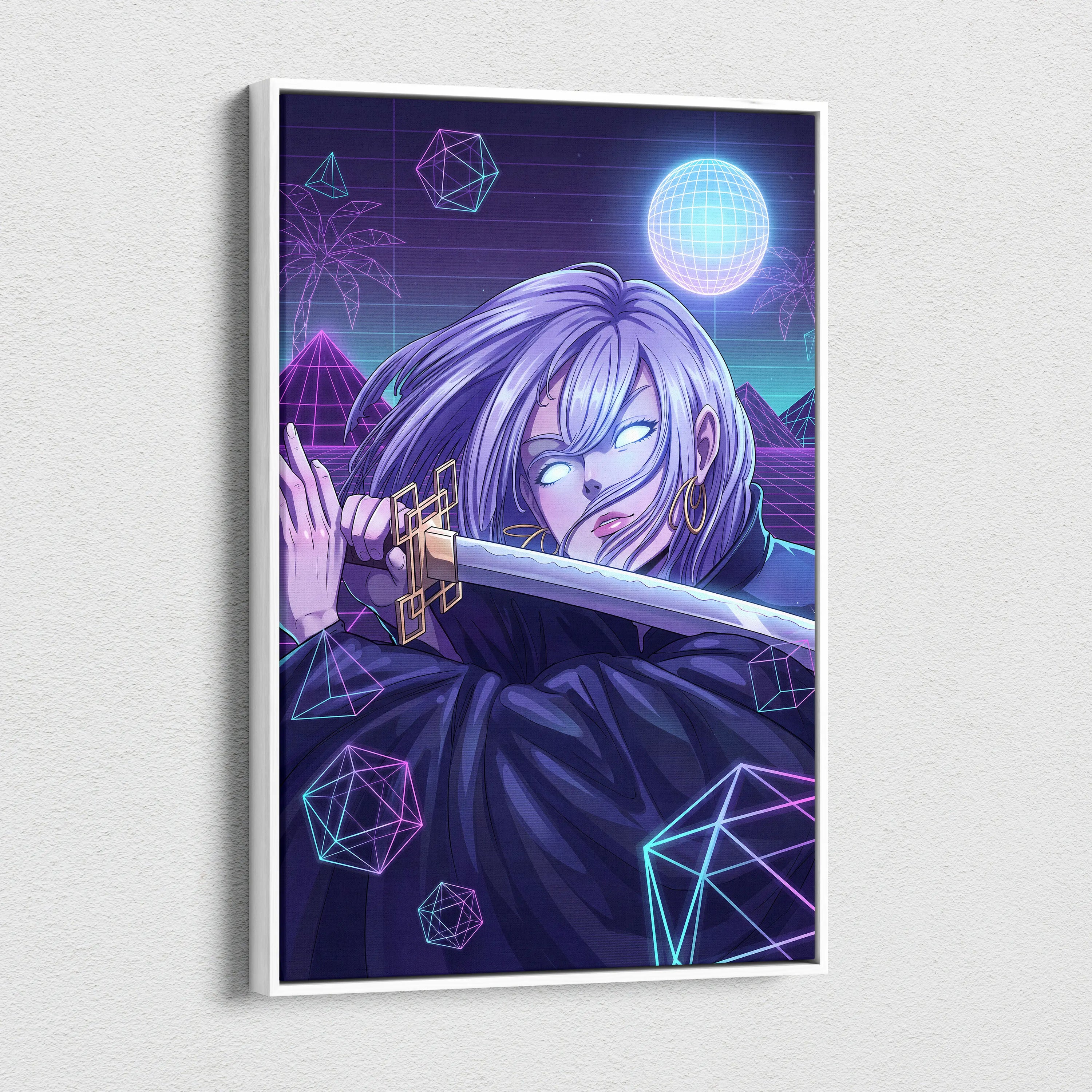 Vaporwave Neon Dream Canvas - Vaporwave Portrait Pink Living Room Retro-Futuristic Dreamy Mood Neon Decor Canvas Print