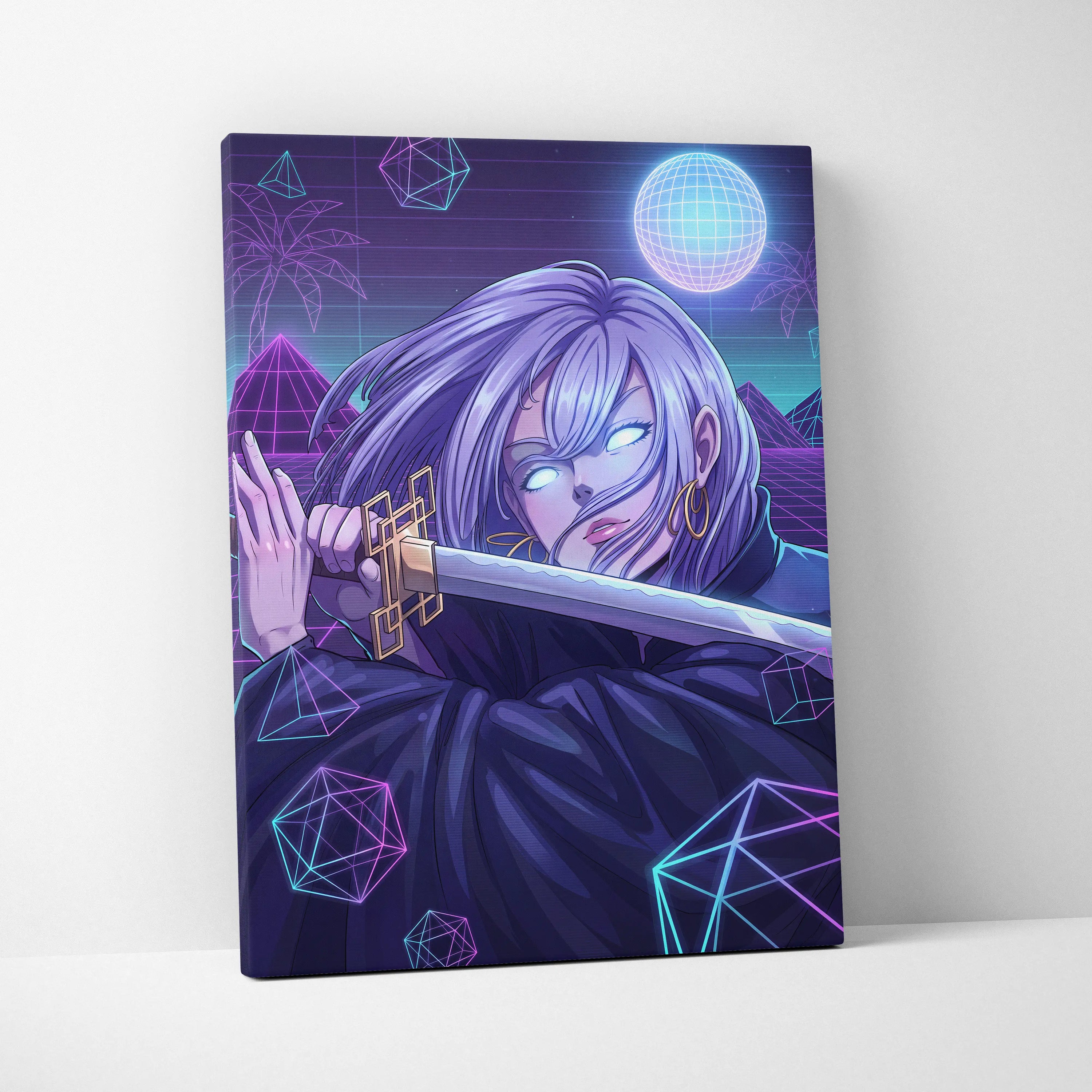 Vaporwave Neon Dream Canvas - Vaporwave Portrait Pink Living Room Retro-Futuristic Dreamy Mood Neon Decor Canvas Print