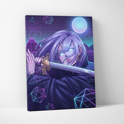 Vaporwave Neon Dream Canvas - Vaporwave Portrait Pink Living Room Retro-Futuristic Dreamy Mood Neon Decor Canvas Print
