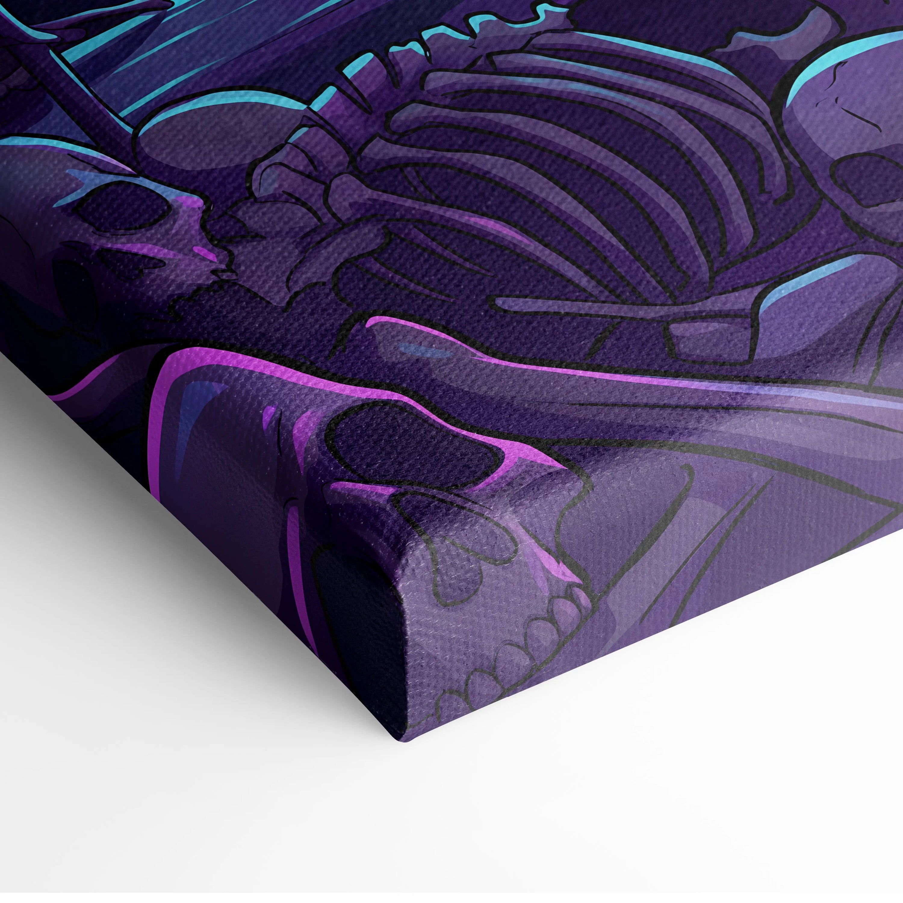 Vaporwave Wings Neon Canvas - Winged Hero Neon Living Room Vaporwave Mystical Neon Mood Retro Futurism Wall Art Canvas